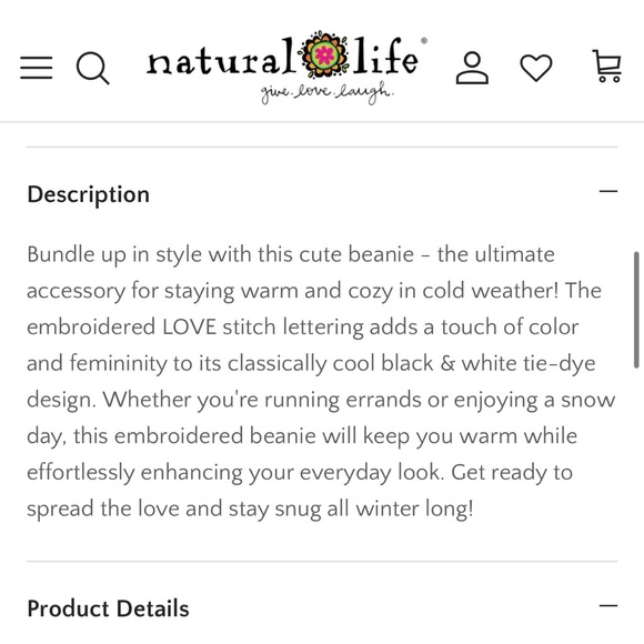 Natural Life Embroidered Beanie - Tie-Dye Love - Picture 7 of 8